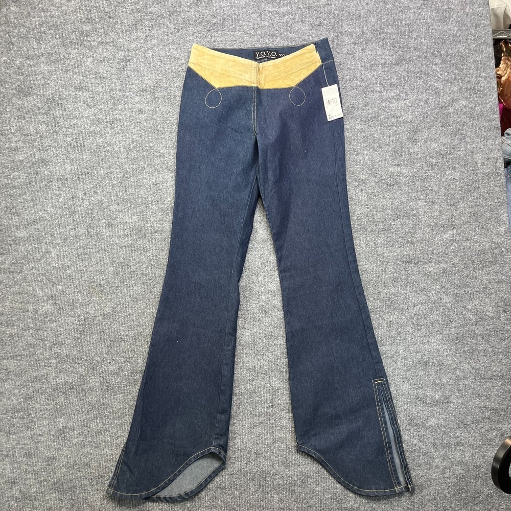 Y.O.Y.O Flare Western Jeans Women's 5/6 Indigo‎ Denim Suede Trim - 27x32 NWT